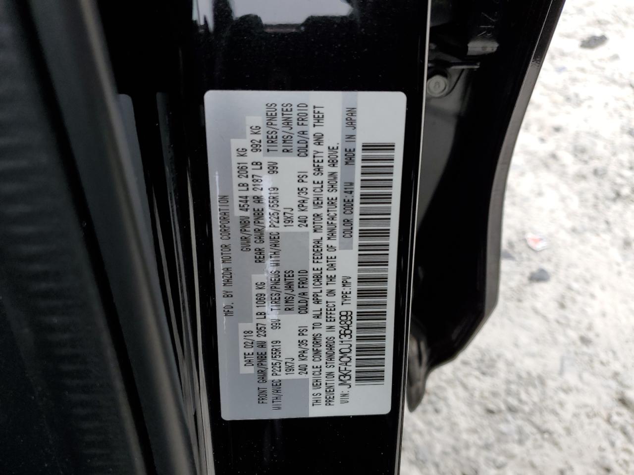 2018 Mazda CX-5 VIN JM3KFACM0J1364899 Copart auction photo, all over / stripped damage thumbnail 13
