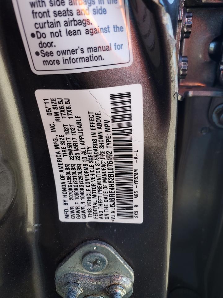 2011 Honda CR-V VIN 5J6RE4H52BL076492 Copart auction photo, all over damage thumbnail 14