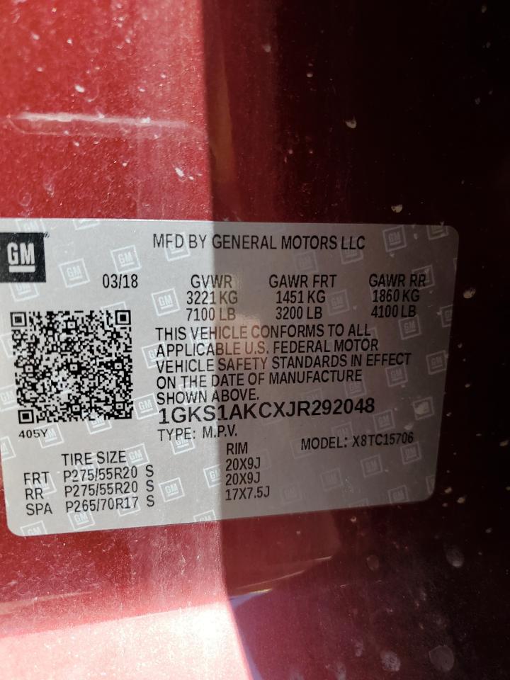 2018 GMC Yukon VIN 1GKS1AKCXJR292048 Copart auction photo, front end damage thumbnail 13