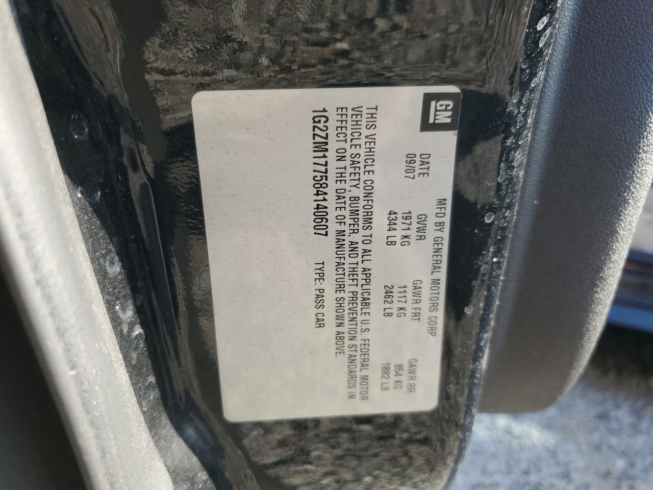 2008 Pontiac G6 VIN 1G2ZM177584140607 Copart auction photo, rear end / side damage thumbnail 12