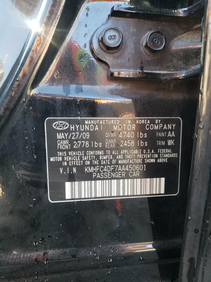 2010 Hyundai Azera VIN KMHFC4DF7AA450601 Copart auction photo, side / minor dent/scratches damage thumbnail 12