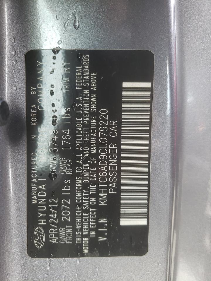 2012 Hyundai Veloster VIN KMHTC6AD9CU079220 Copart auction photo, front end / minor dent/scratches damage thumbnail 12