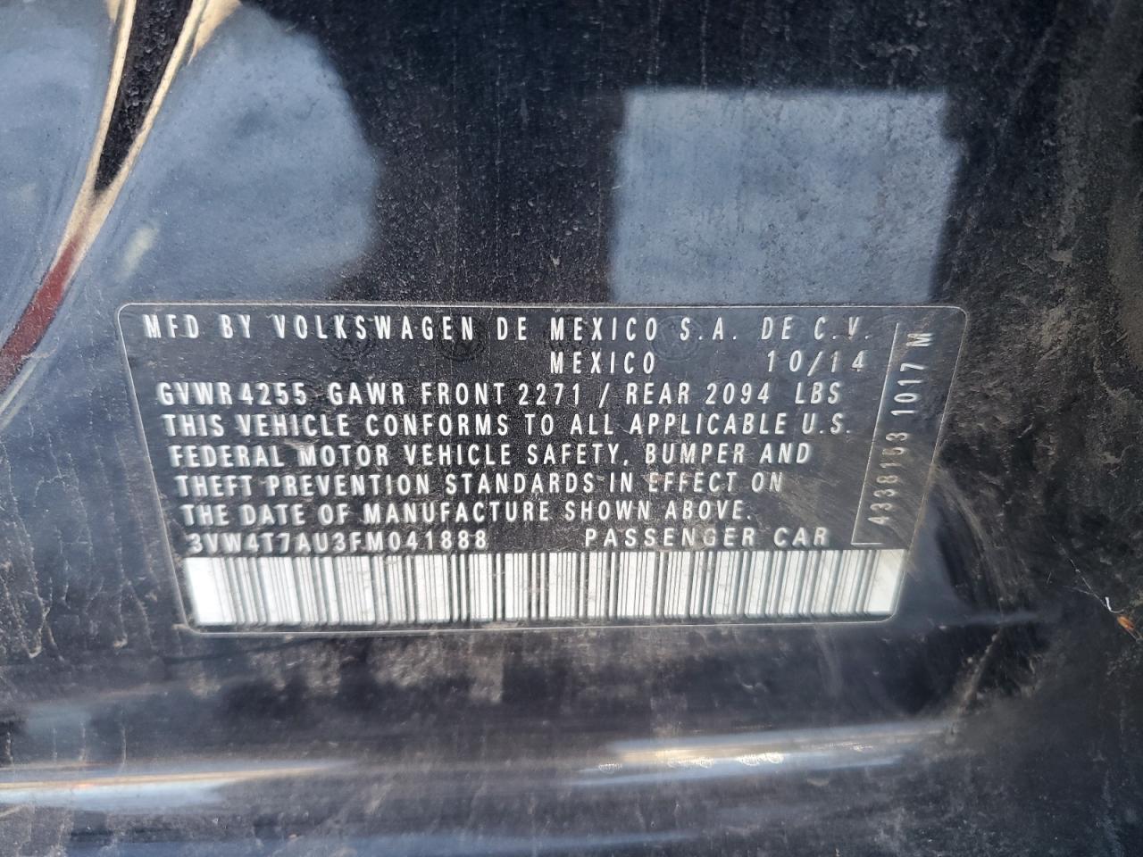 2015 Volkswagen GTI VIN 3VW4T7AU3FM041888 Copart auction photo, front end damage thumbnail 13