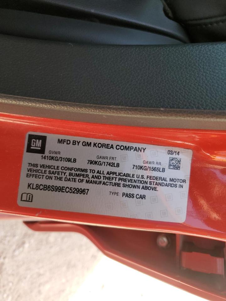 2014 Chevrolet Spark VIN KL8CB6S99EC529967 Copart auction photo, minor dent/scratches damage thumbnail 12