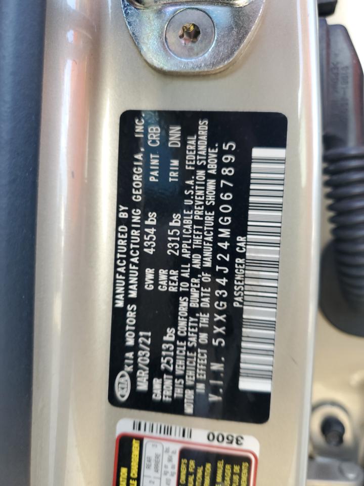 2021 KIA K5 VIN 5XXG34J24MG067895 Copart auction photo, water/flood damage thumbnail 13