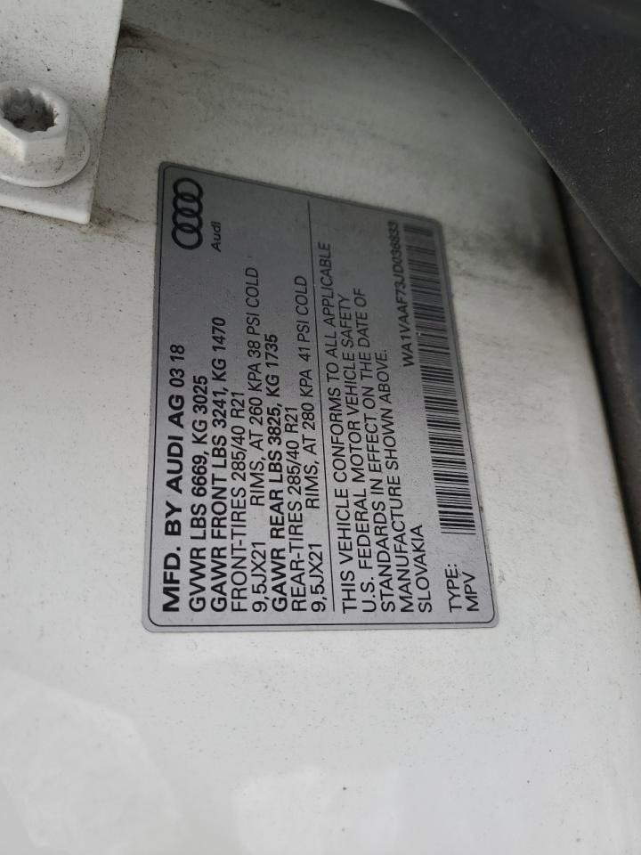2018 Audi Q7 VIN WA1VAAF73JD036833 Copart auction photo, mechanical damage thumbnail 13