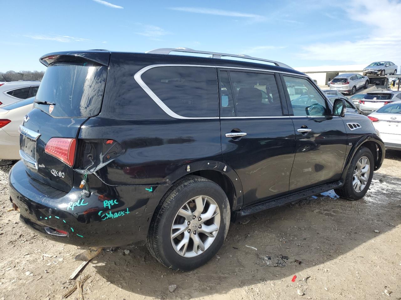 2014 Infiniti QX80 VIN JN8AZ2NC8E9351951 Copart auction photo, front end / rear end damage thumbnail 3