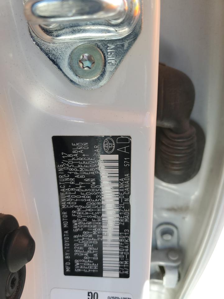 2017 Toyota Corolla VIN 2T1BURHE1HC853350 Copart auction photo, front end / side damage thumbnail 12