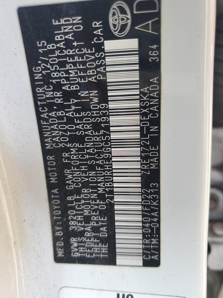 2016 Toyota Corolla VIN 2T1BURHE9GC571939 Copart auction photo, side damage thumbnail 12