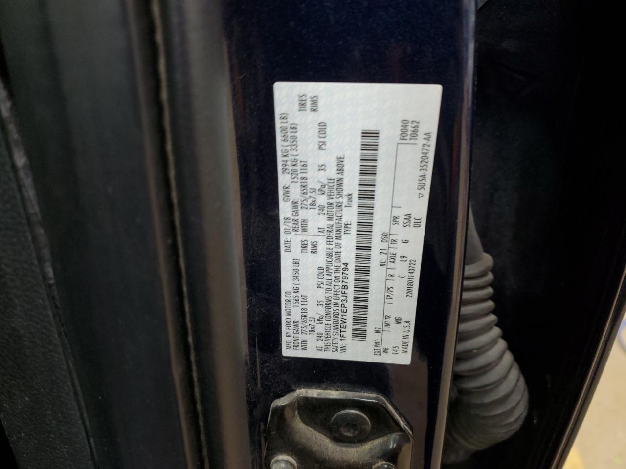 2018 Ford F-150 VIN 1FTEW1EP3JFB79794 Copart auction photo, all over damage thumbnail 12