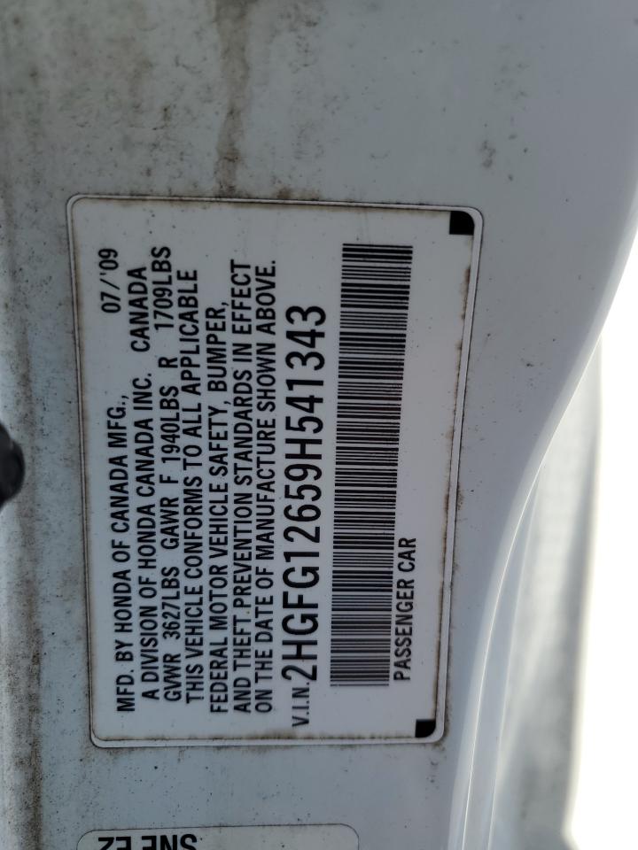 2009 Honda Civic VIN 2HGFG12659H541343 Copart auction photo, mechanical / front end damage thumbnail 12