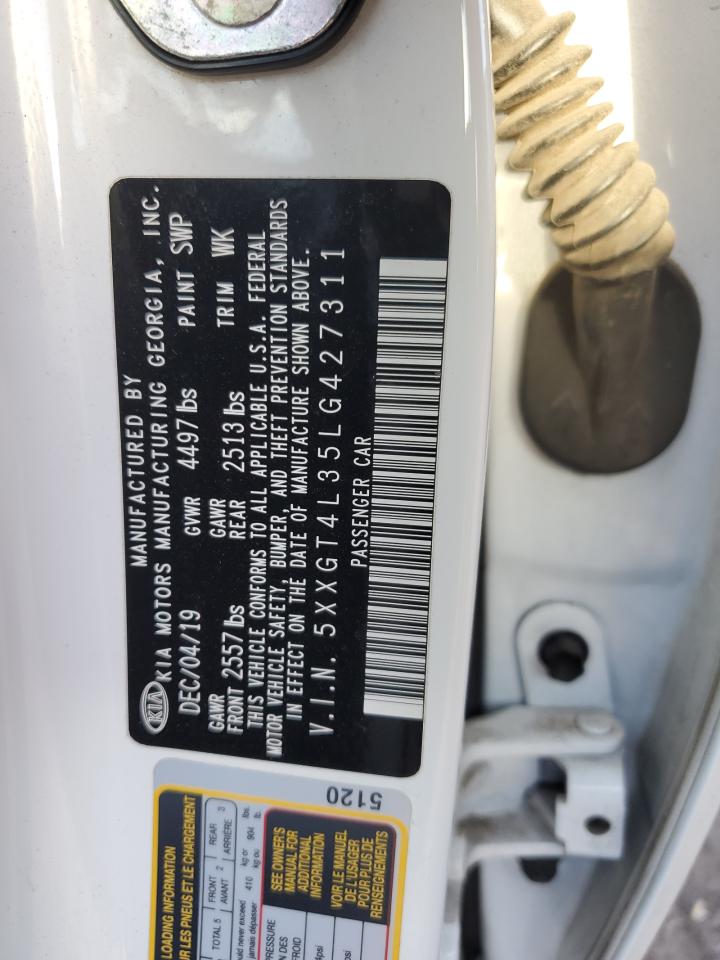 2020 KIA Optima VIN 5XXGT4L35LG427311 Copart auction photo, front end / vandalism damage thumbnail 12