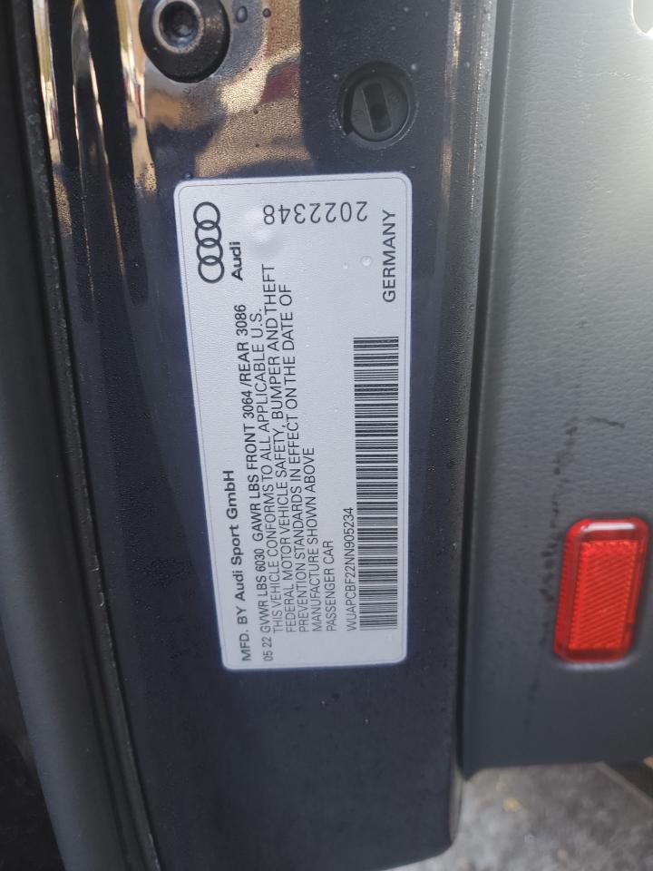 2022 Audi S7 VIN WUAPCBF22NN905234 Copart auction photo, front end / rear end damage thumbnail 12
