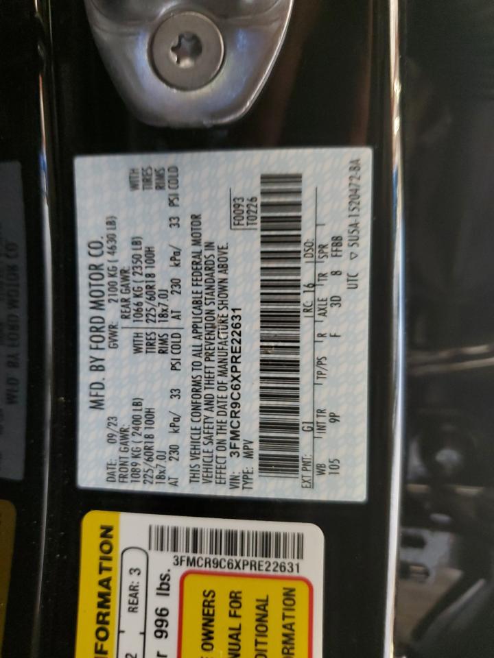 2023 Ford Bronco VIN 3FMCR9C6XPRE22631 Copart auction photo, front end / top/roof damage thumbnail 12