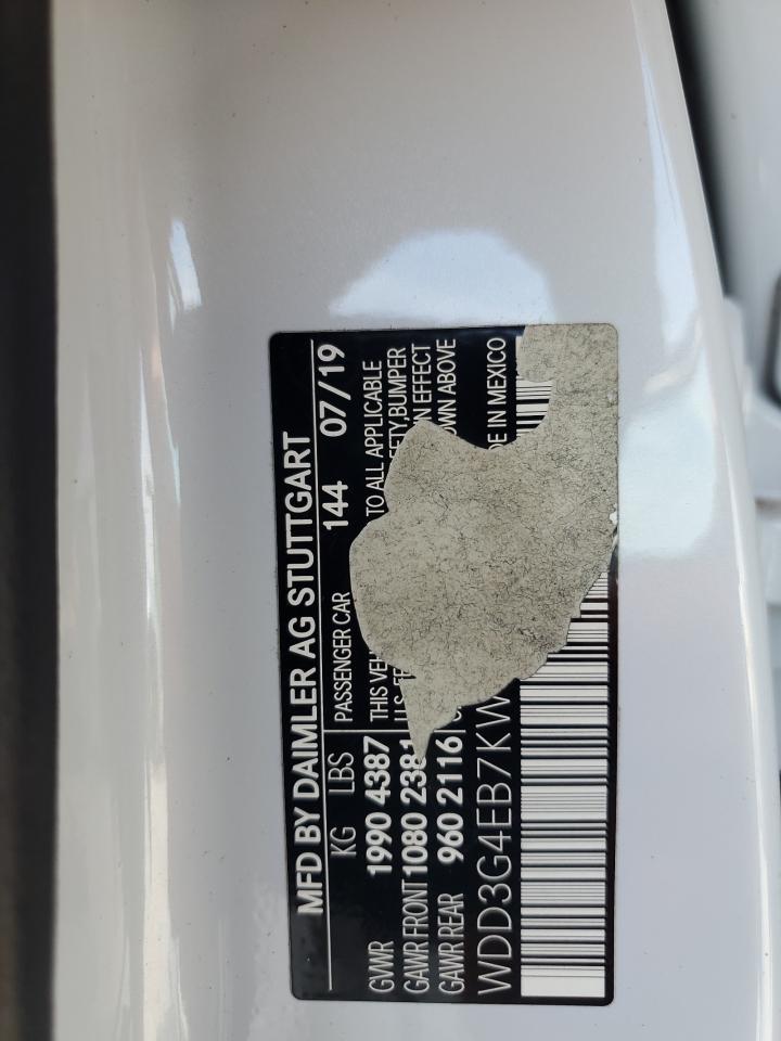 2019 Mercedes-Benz A-klasse VIN WDD3G4EB7KW032315 Copart auction photo, all over damage thumbnail 13