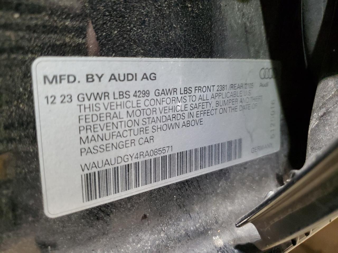 2024 Audi A3 VIN WAUAUDGY4RA085571 Copart auction photo, all over / partial repair damage thumbnail 12