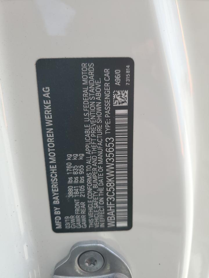 2019 BMW Z4 VIN WBAHF3C58KWW35653 Copart auction photo, front end / hail damage thumbnail 12