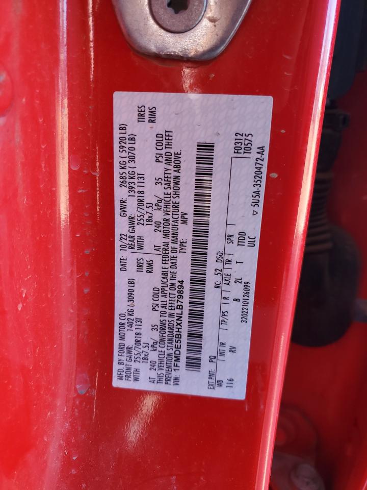 2022 Ford Bronco VIN 1FMDE5BHXNLB79894 Copart auction photo, front end damage thumbnail 14