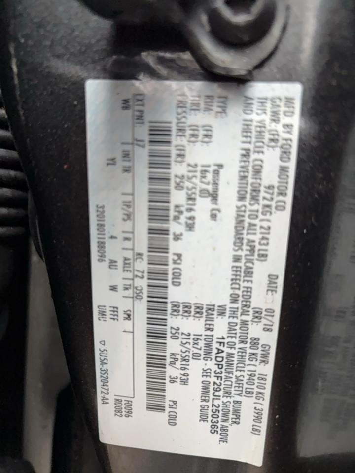 2018 Ford Focus VIN 1FADP3F29JL250365 Copart auction photo, front end / minor dent/scratches damage thumbnail 12