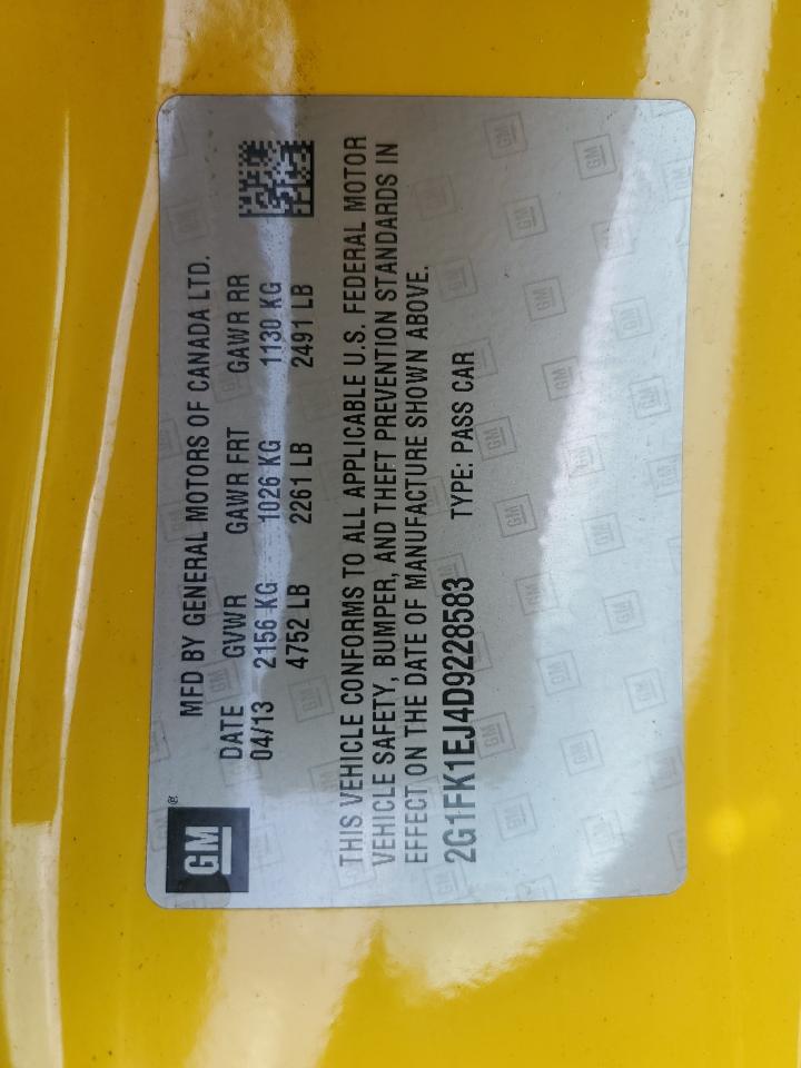 2013 Chevrolet Camaro VIN 2G1FK1EJ4D9228583 Copart auction photo, rear end damage thumbnail 13