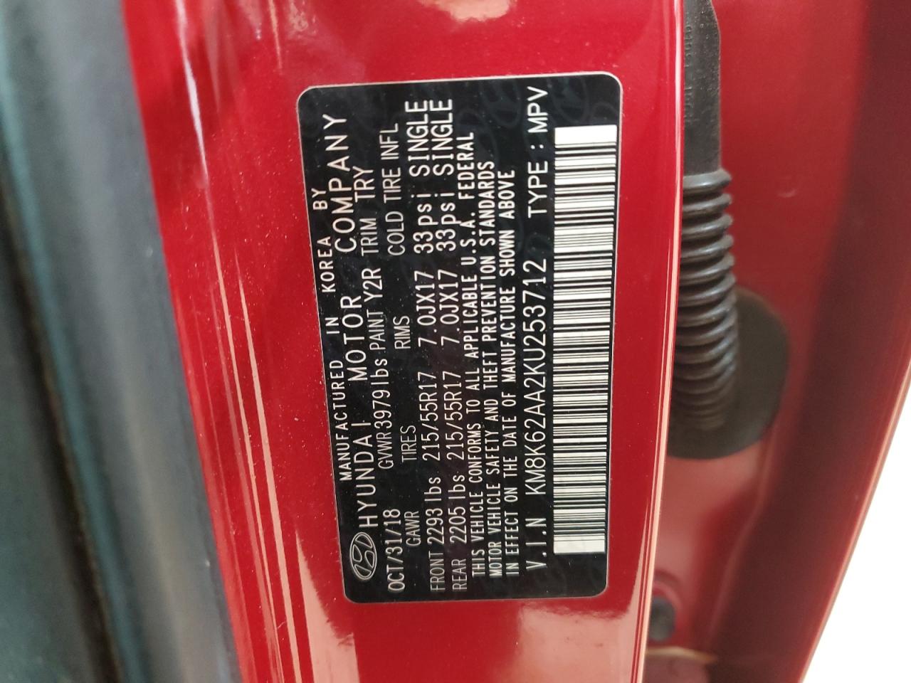 2019 Hyundai Kona VIN KM8K62AA2KU253712 Copart auction photo, front end damage thumbnail 13