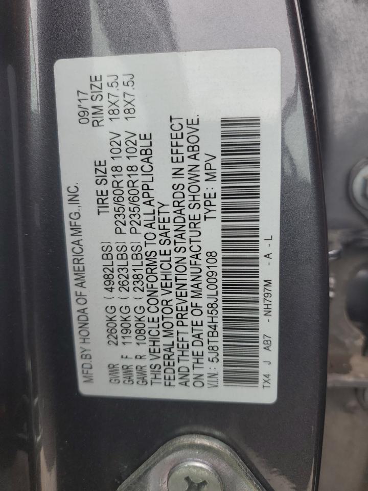 2018 Acura RDX VIN 5J8TB4H58JL009108 Copart auction photo, front end damage thumbnail 13