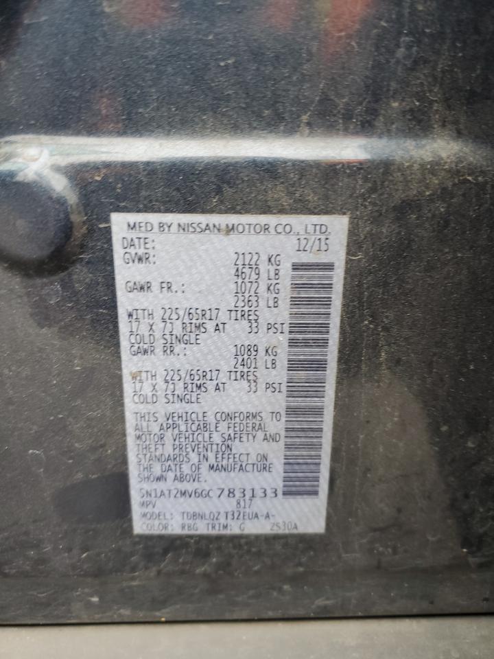 2016 Nissan Rogue VIN 5N1AT2MV6GC783133 Copart auction photo, front end damage thumbnail 13