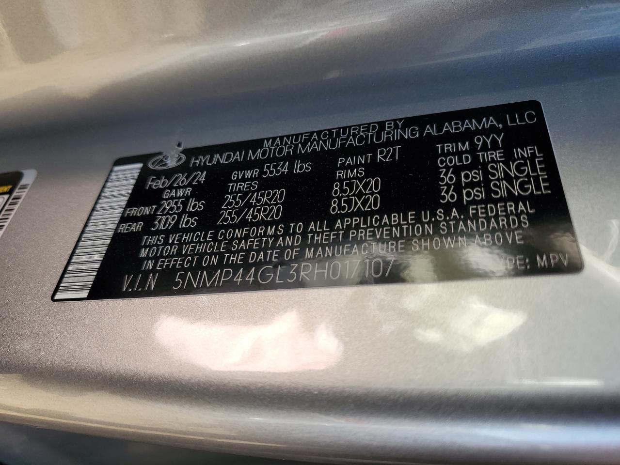 2024 Hyundai Santa Fe VIN 5NMP44GL3RH017107 Copart auction photo, front end damage thumbnail 15