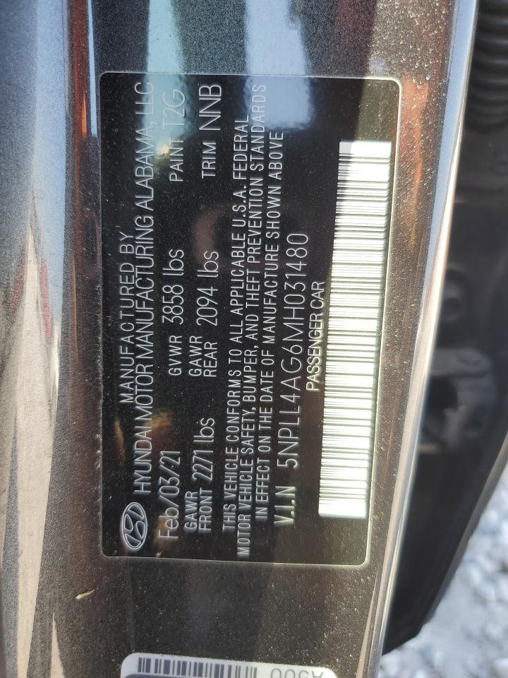 2021 Hyundai Elantra VIN 5NPLL4AG6MH031480 Copart auction photo, front end / side damage thumbnail 13