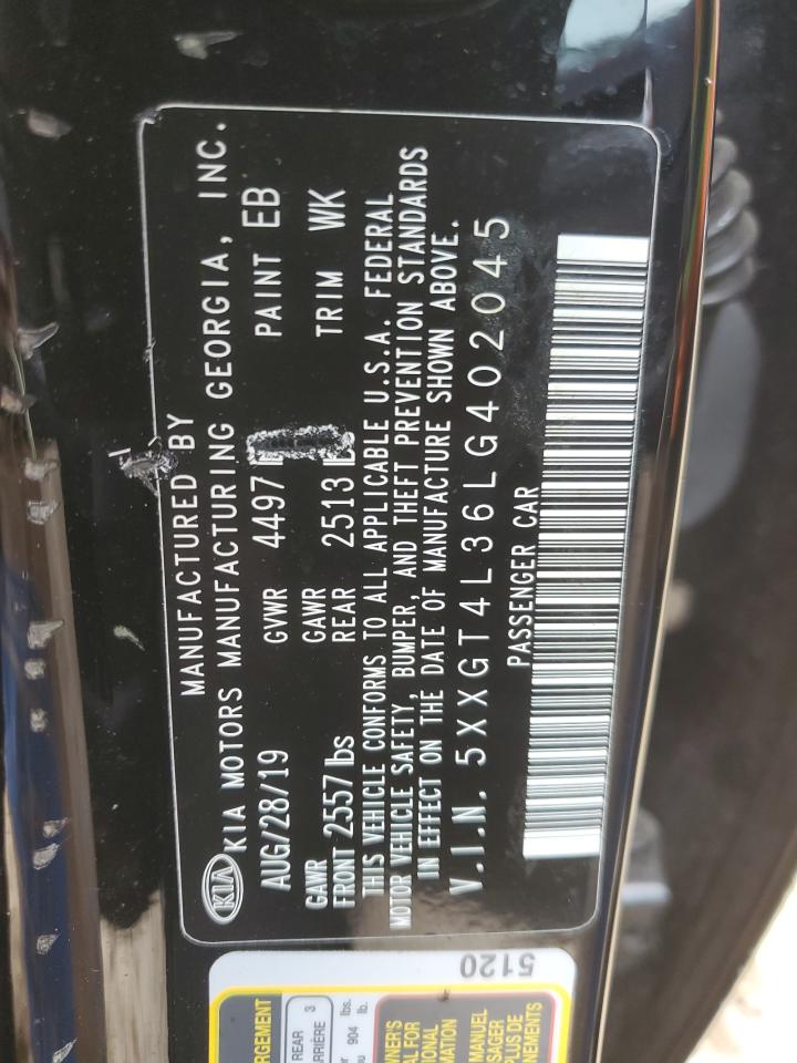 2020 KIA Optima VIN 5XXGT4L36LG402045 Copart auction photo, front end / minor dent/scratches damage thumbnail 15