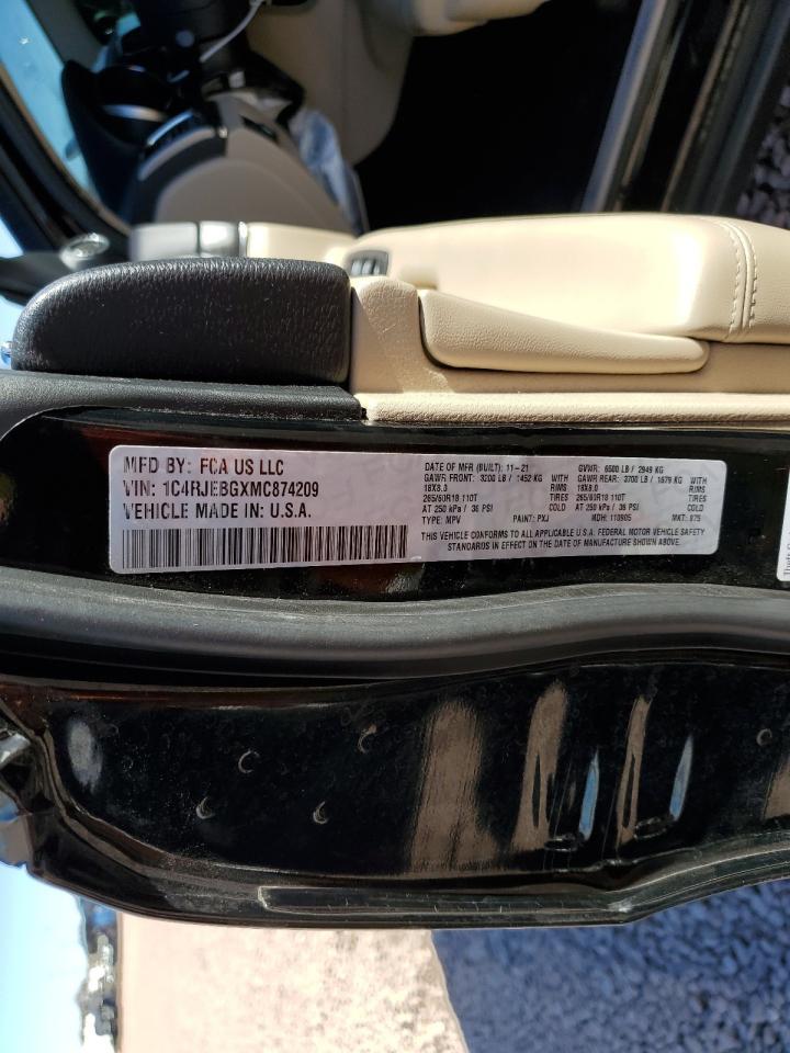 2021 Jeep Grand Cherokee VIN 1C4RJEBGXMC874209 Copart auction photo, front end damage thumbnail 15