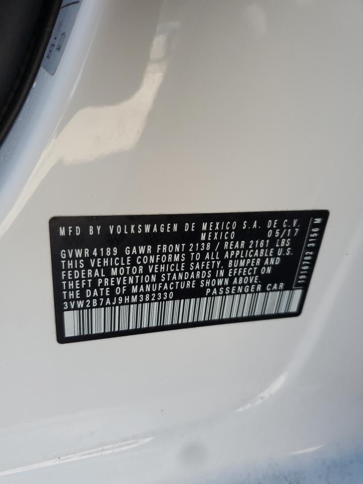 2017 Volkswagen Jetta VIN 3VW2B7AJ9HM382330 Copart auction photo, front end / minor dent/scratches damage thumbnail 14