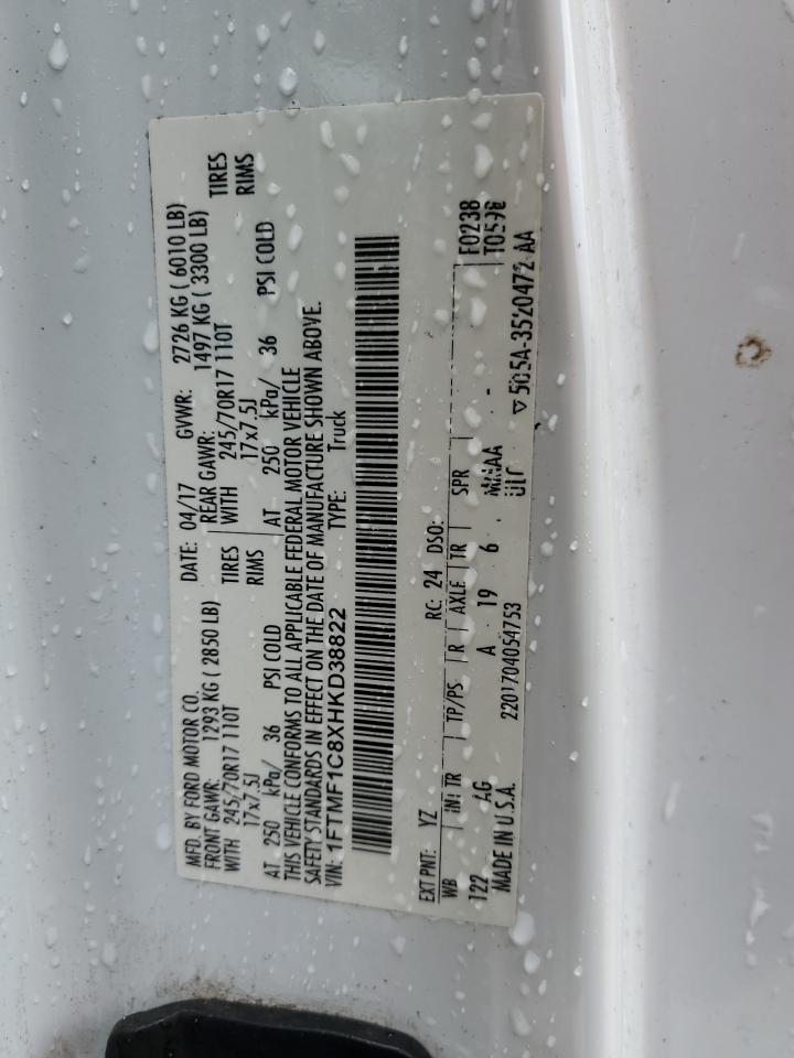 2017 Ford F-150 VIN 1FTMF1C8XHKD38822 Copart auction photo, front end damage thumbnail 12