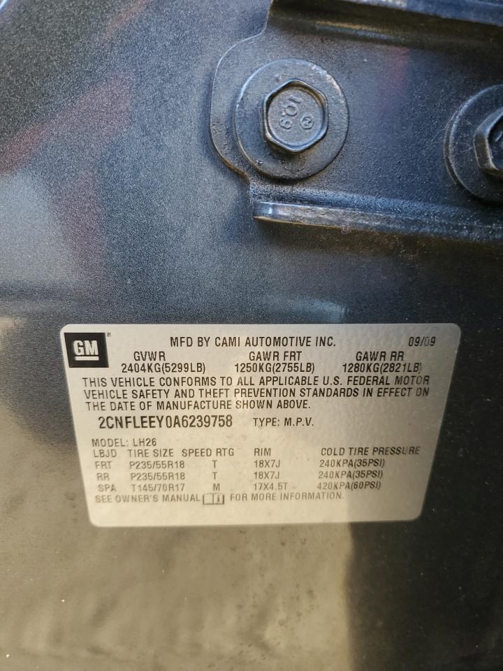 2010 Chevrolet Equinox VIN 2CNFLEEY0A6239758 Copart auction photo, side damage thumbnail 12