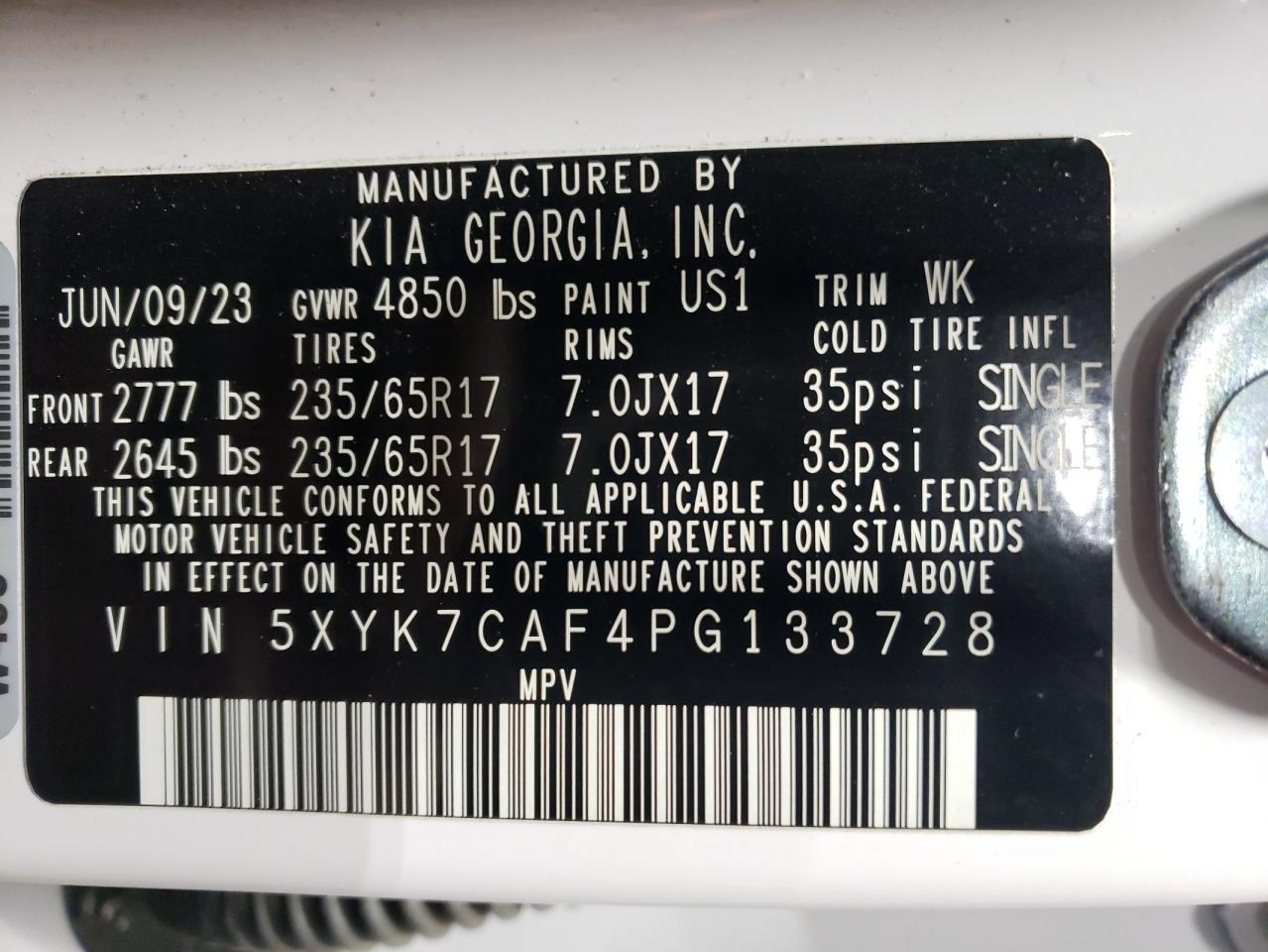 2023 KIA Sportage VIN 5XYK7CAF4PG133728 Copart auction photo, all over damage thumbnail 13