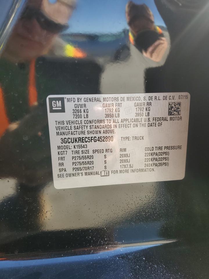 2015 Chevrolet Silverado VIN 3GCUKREC5FG452890 Copart auction photo, undercarriage / minor dent/scratches damage thumbnail 14
