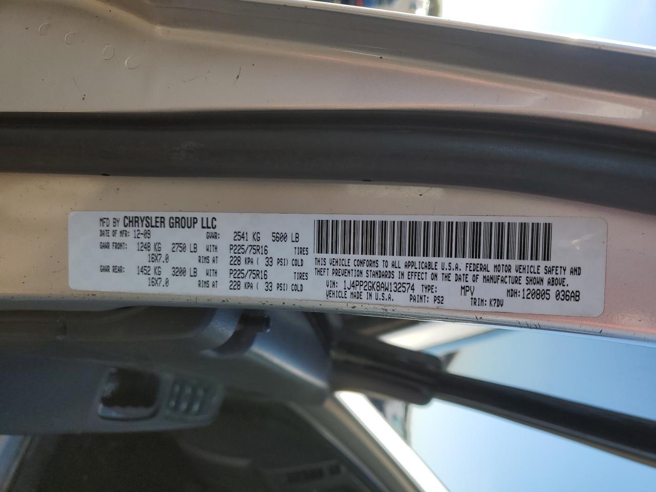 2010 Jeep Liberty (North America) VIN 1J4PP2GK8AW132574 Copart auction photo, front end / rear end damage thumbnail 13