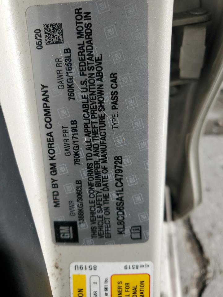 2020 Chevrolet Spark VIN KL8CD6SA1LC479728 Copart auction photo, front end damage thumbnail 14