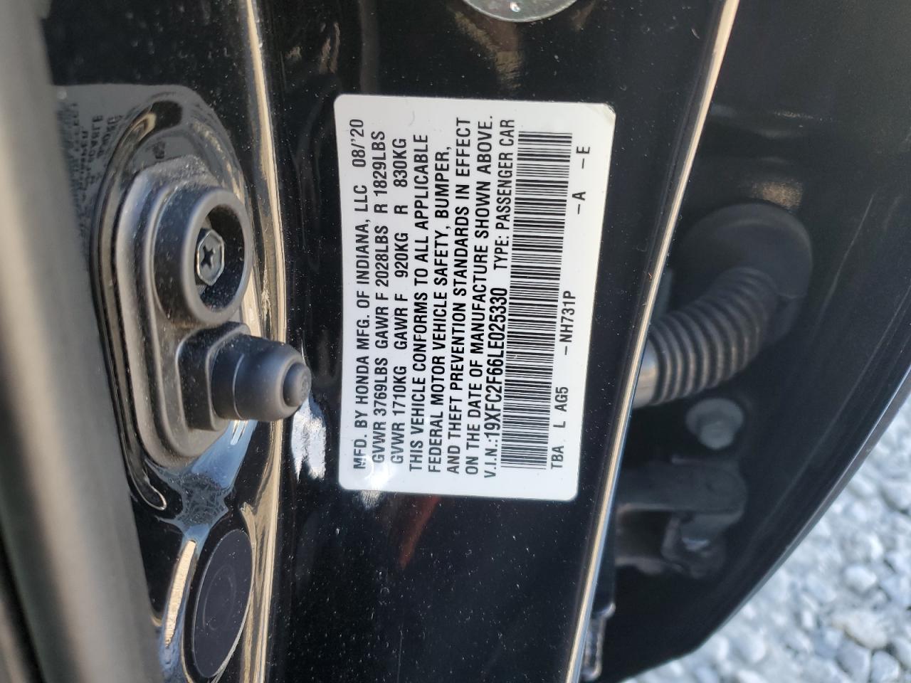 2020 Honda Civic VIN 19XFC2F66LE025330 Copart auction photo, front end / minor dent/scratches damage thumbnail 12