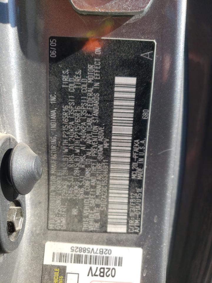 2005 Toyota Sienna VIN 5TDZA23C15S346911 Copart auction photo, front end / minor dent/scratches damage thumbnail 13