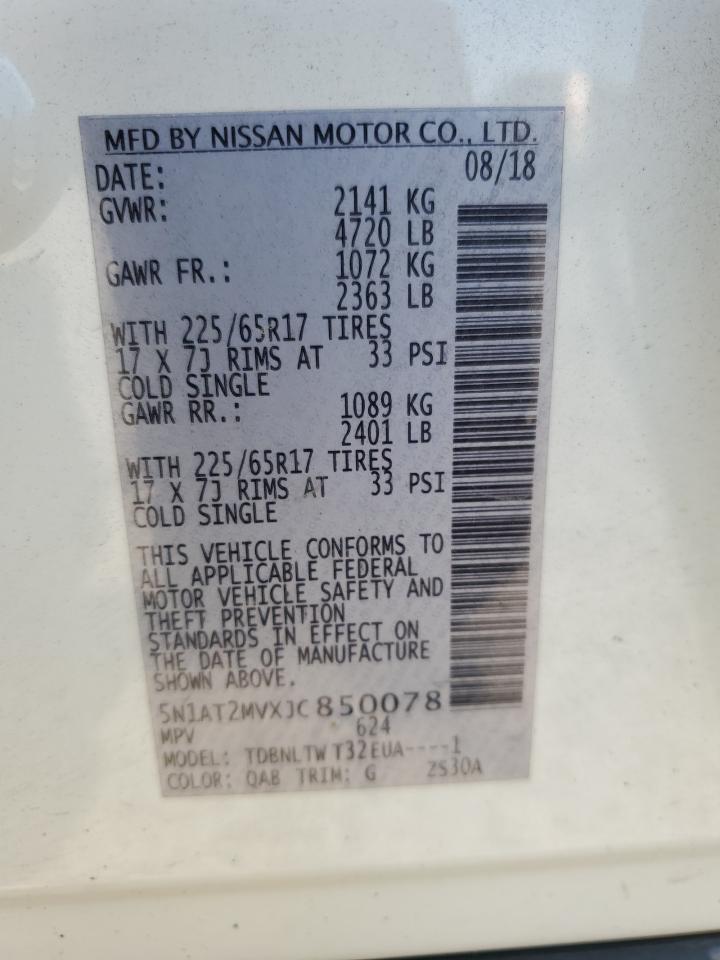 2018 Nissan Rogue VIN 5N1AT2MVXJC850078 Copart auction photo, front end damage thumbnail 15
