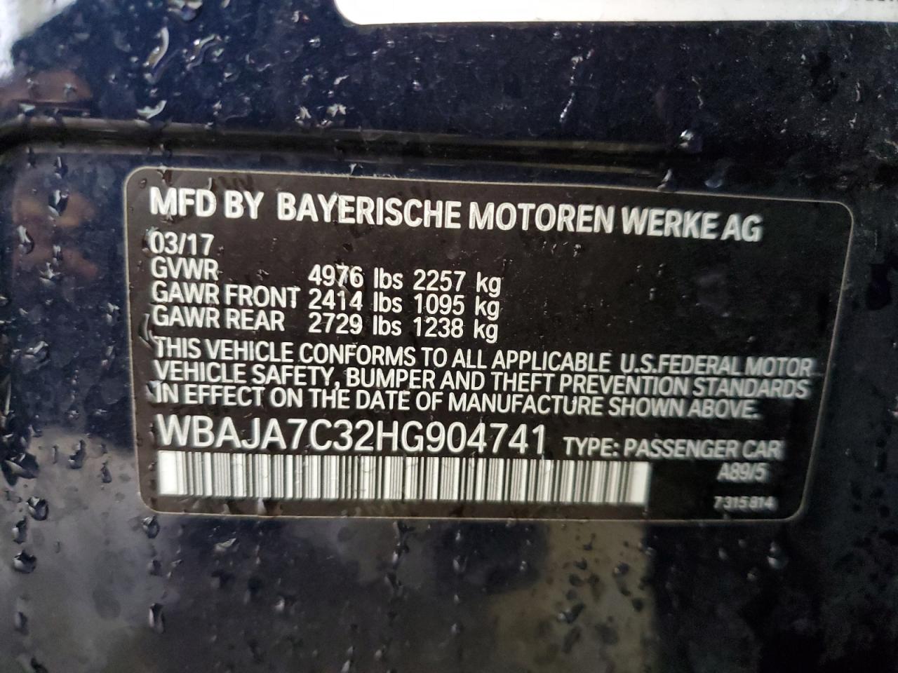 2017 BMW 5er VIN WBAJA7C32HG904741 Copart auction photo, front end damage thumbnail 13