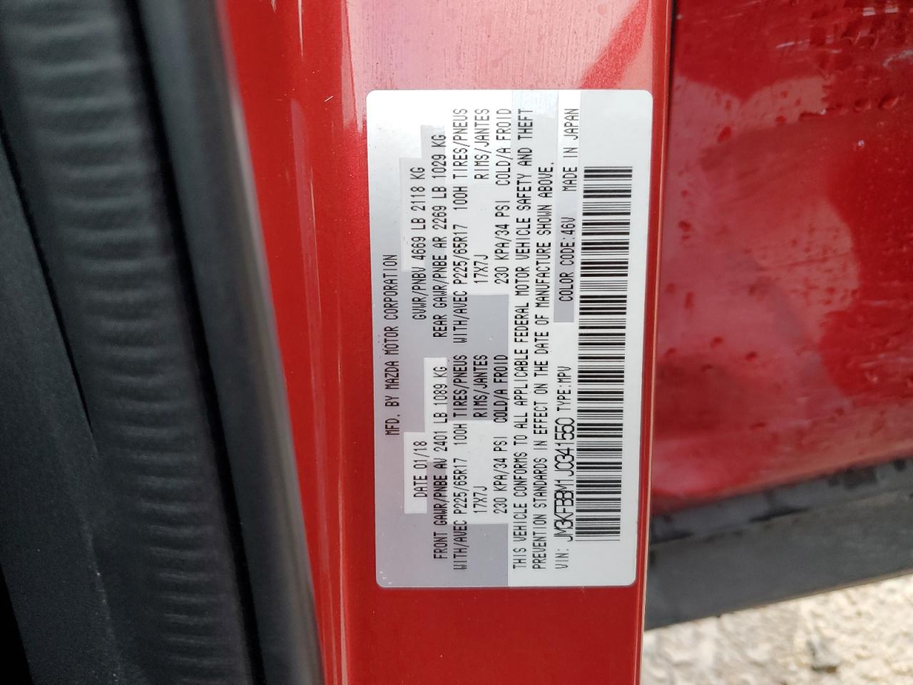 2018 Mazda CX-5 VIN JM3KFBBM1J0341550 Copart auction photo, all over / mechanical damage thumbnail 15