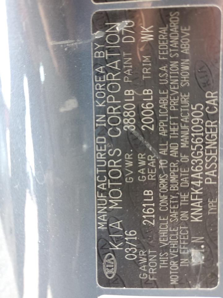 2016 KIA Forte VIN KNAFK4A63G5610905 Copart auction photo, front end / rear end damage thumbnail 14