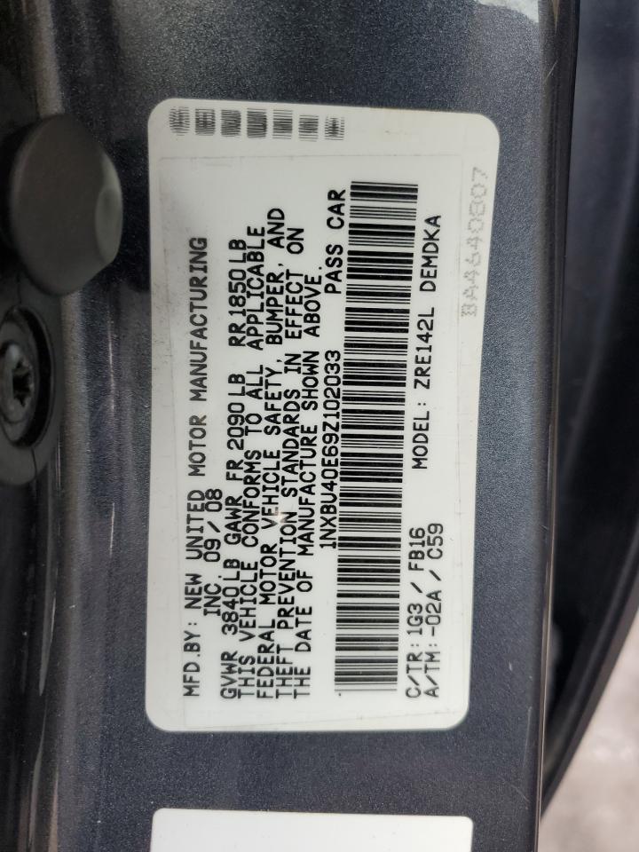 2009 Toyota Corolla VIN 1NXBU40E69Z102033 Copart auction photo, front end / all over damage thumbnail 12