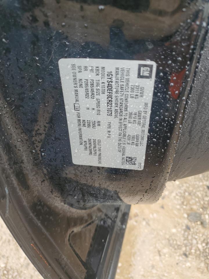 2012 Cadillac Escalade VIN 1GYS4DEF8CR221079 Copart auction photo, front end / minor dent/scratches damage thumbnail 13