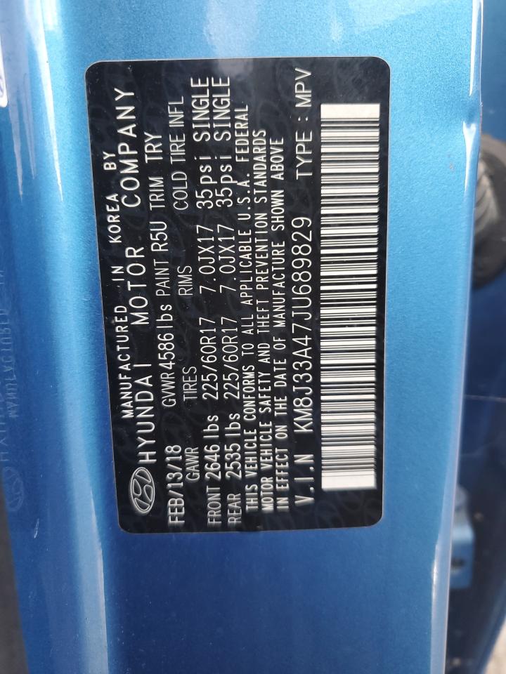 2018 Hyundai Tucson VIN KM8J33A47JU689829 Copart auction photo, vandalism damage thumbnail 13