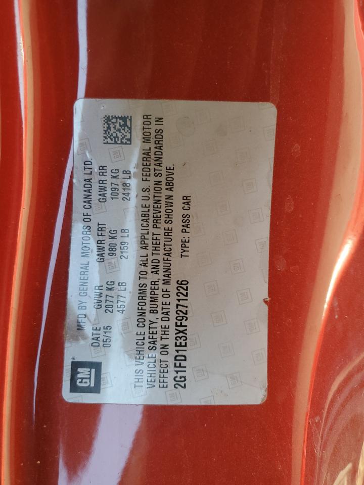 2015 Chevrolet Camaro VIN 2G1FD1E3XF9271226 Copart auction photo, rear end damage thumbnail 12