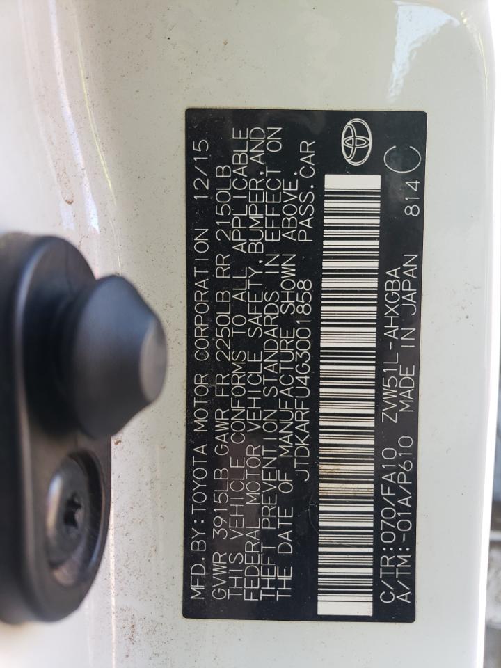 2016 Toyota Prius VIN JTDKARFU4G3001858 Copart auction photo, front end damage thumbnail 13