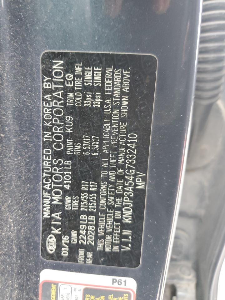 2016 KIA Soul VIN KNDJP3A54G7332410 Copart auction photo, front end / rear end damage thumbnail 14